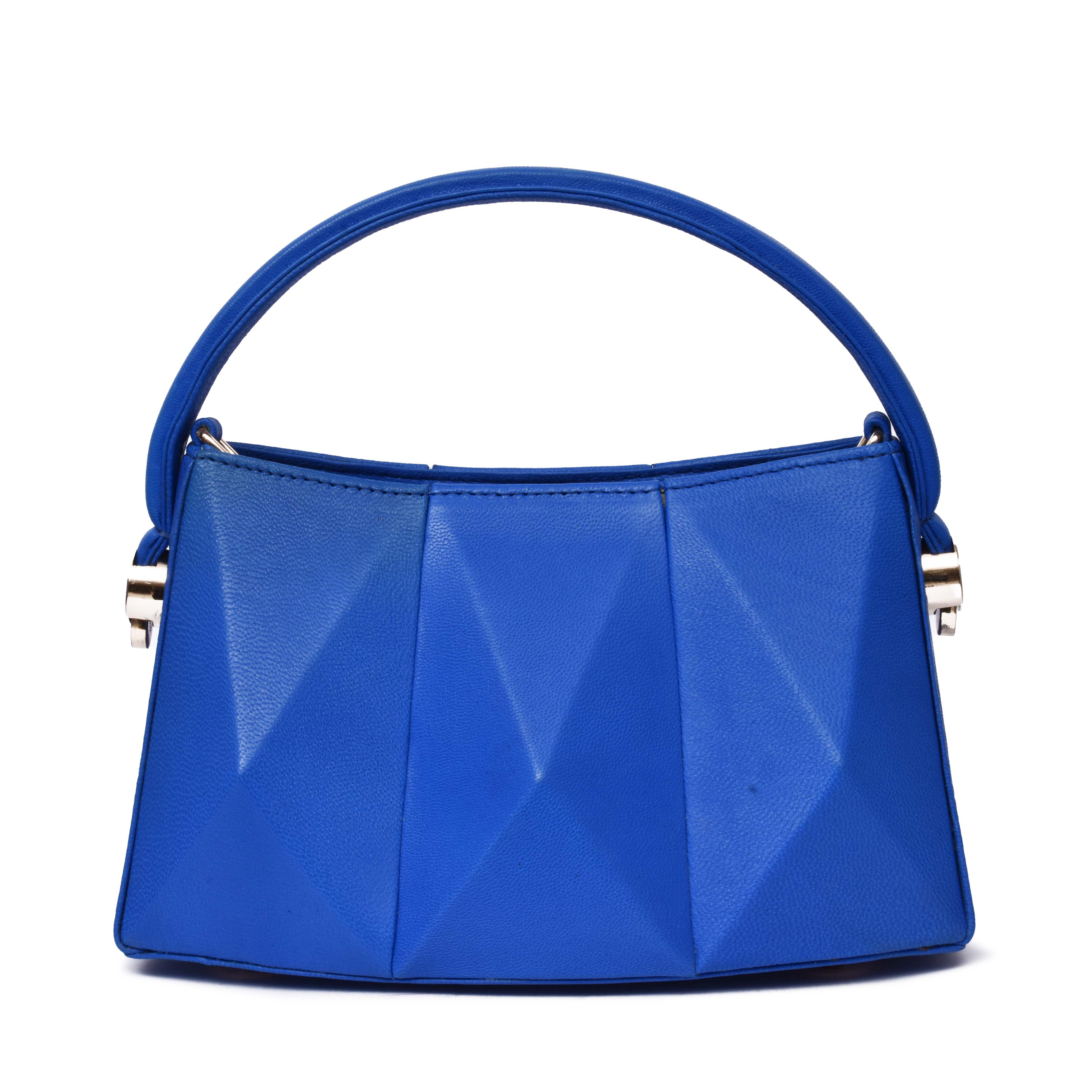 Anaya Newyork Handmade Blue Hexagonal Style Leather Shoulder Bag