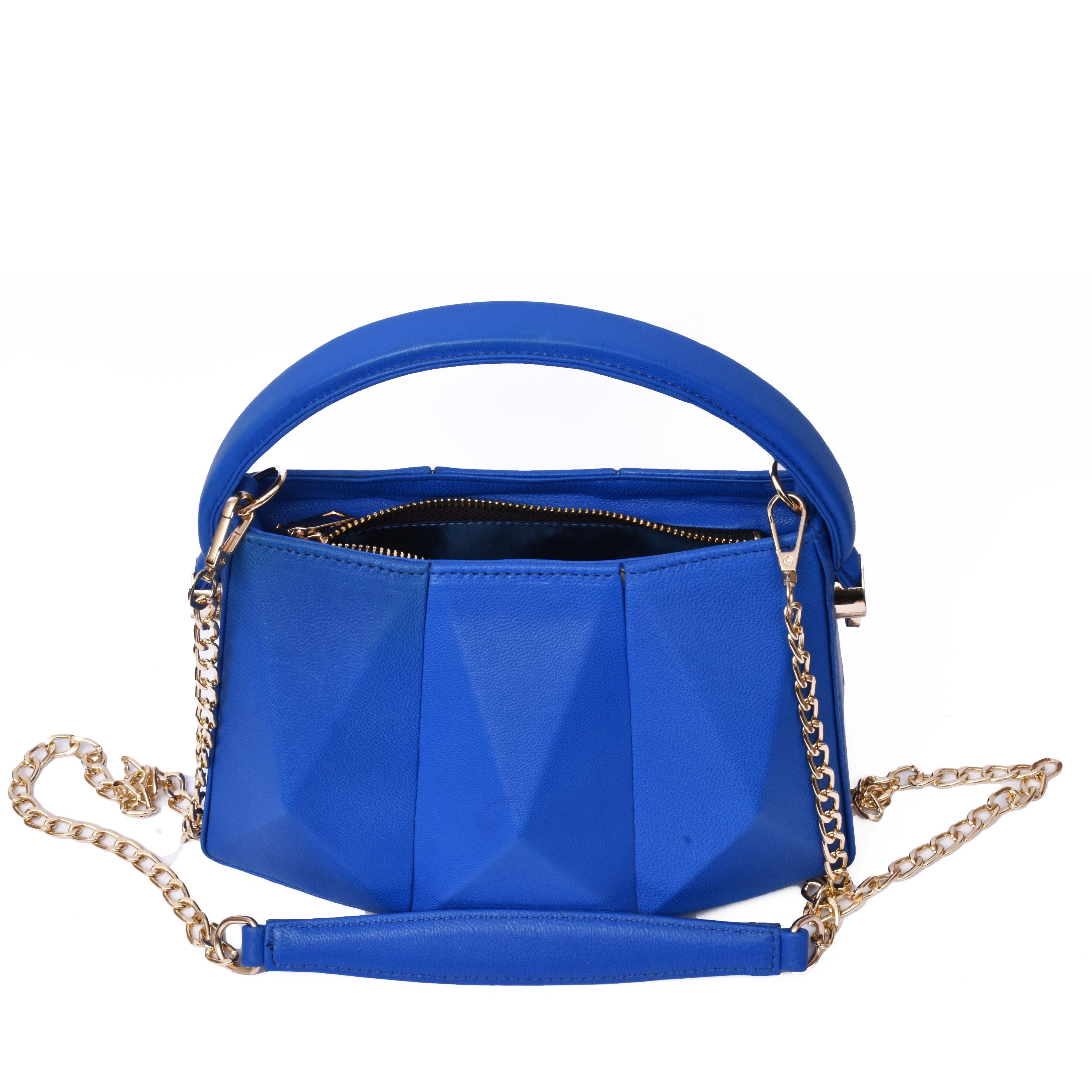 Anaya Newyork Handmade Blue Hexagonal Style Leather Shoulder Bag